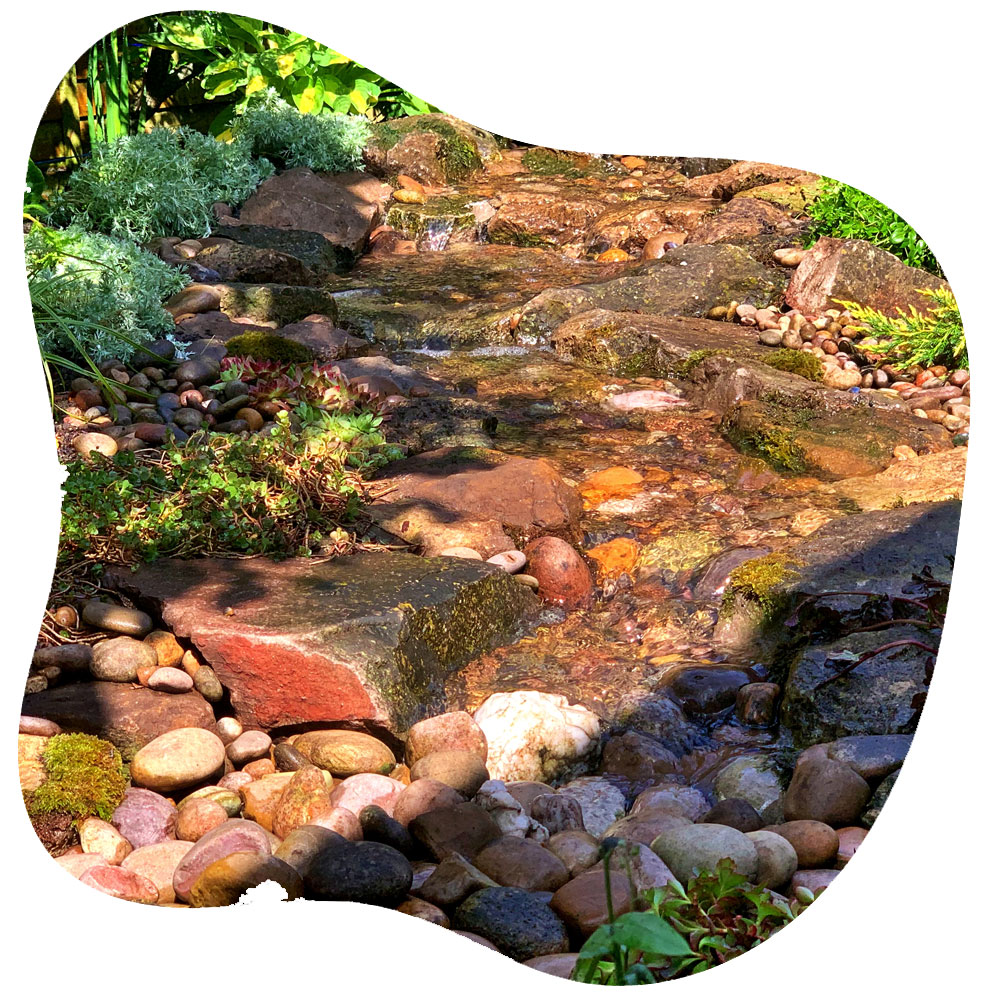 Pondless waterfalls and streams construction